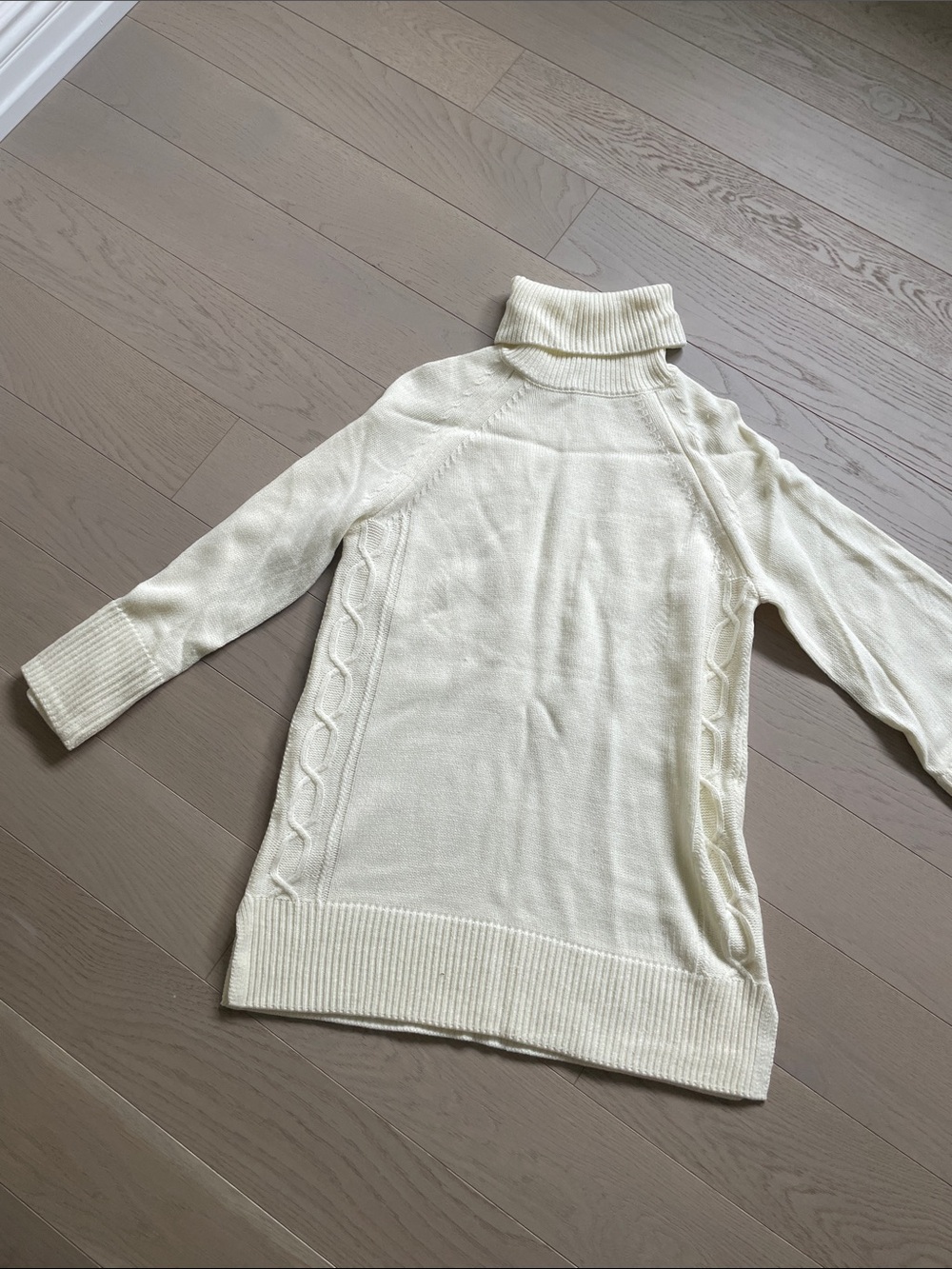 Preston & York Cream Cable-Trim Turtleneck Sweater